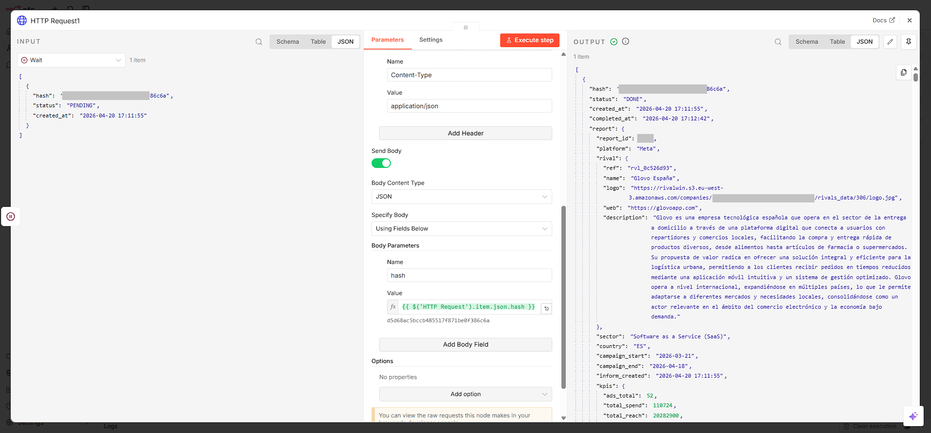 Nodo Wait y segundo HTTP Request